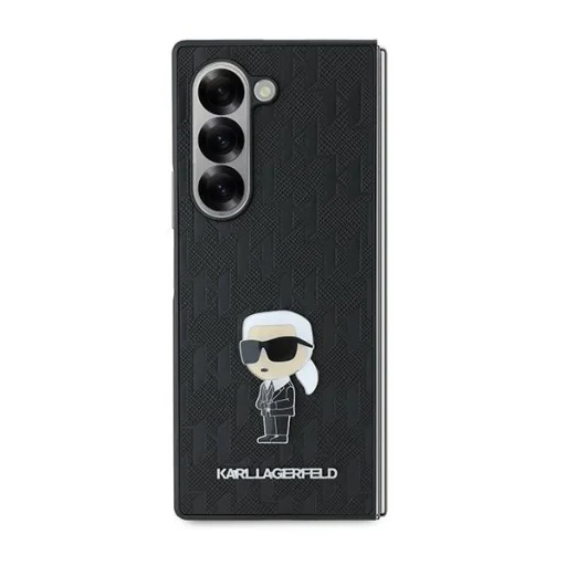 Eredeti Samsung Galaxy Z Fold 6 tok Karl Lagerfeld Saffiano Ikonik Pin KLHCZFD6SAPKINPKK fekete - 2