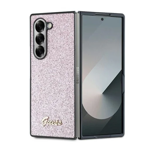 Original Case GUESS 4G Glitter Script GUHCZFD6HGGSHP tok Samsung Galaxy Z Fold 6 pink - 1