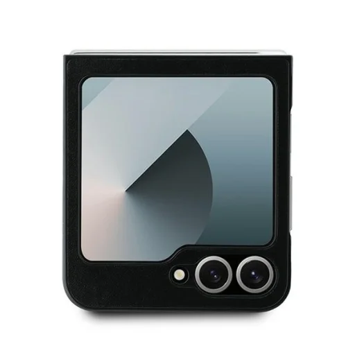  Samsung Galaxy Z Flip 6 fekete Eredeti DKNY bőrtok fémes logóval - 3