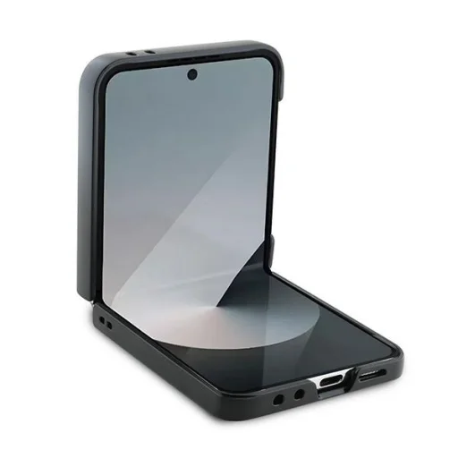  Samsung Galaxy Z Flip 6 fekete Eredeti DKNY bőrtok fémes logóval - 4