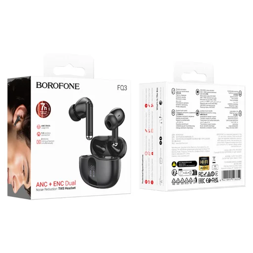 Borofone TWS Bluetooth fülhallgató FQ3 Soulmate ANC+ENC fekete - 4
