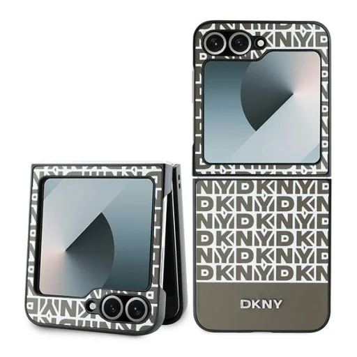  Samsung Galaxy Z Flip 6 Barna Original Case DKNY Repeat Pattern Bottom Stripe DKHCZF6PSOSPW tok - 1