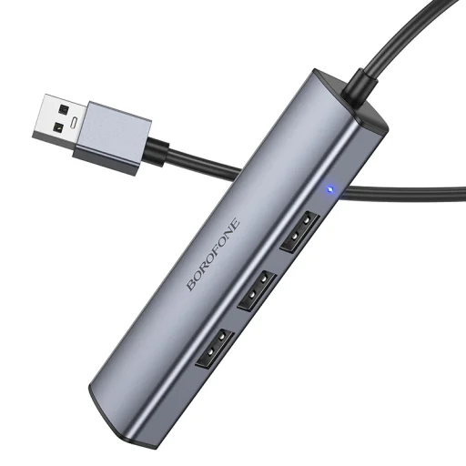 Borofone Adapter DH12 Fliptok 4 az 1-ben - USB 4xUSB 2.0 - 1,2 méter szürke - 3