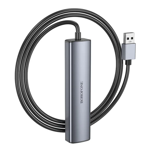 Borofone Adapter DH12 Fliptok 4 az 1-ben - USB 4xUSB 2.0 - 1,2 méter szürke - 6