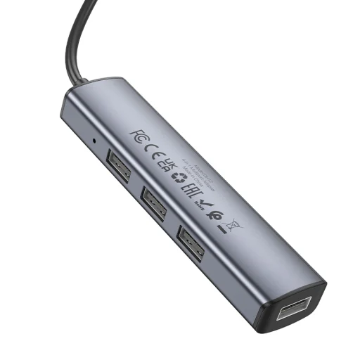 Borofone Adapter DH12 Fliptok 4 az 1-ben - USB 4xUSB 2.0 - 1,2 méter szürke - 7
