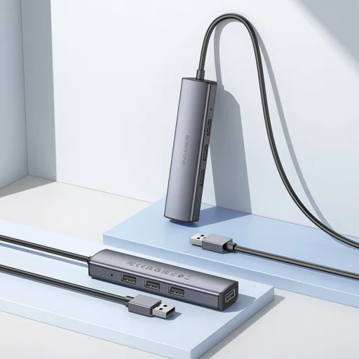 Borofone Adapter DH12 Fliptok 4 az 1-ben - USB 4xUSB 2.0 - 1,2 méter szürke - 9