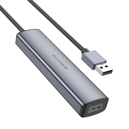 Borofone Adapter DH12 Fliptok 4 az 1-ben - USB 4xUSB 2.0 - 1,2 méter szürke - 2