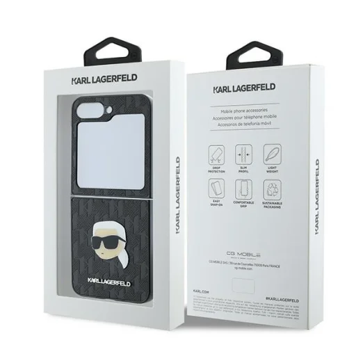 Eredeti Tok KARL LAGERFELD Saffiano Monogram KLHCZF6PGKSKIHK Samsung Galaxy Z Flip 6 fekete tok - 8