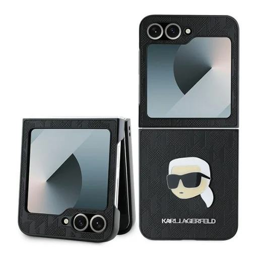 Eredeti Tok KARL LAGERFELD Saffiano Monogram KLHCZF6PGKSKIHK Samsung Galaxy Z Flip 6 fekete tok - 1