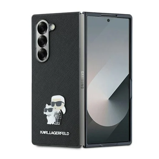 Eredeti KARL LAGERFELD Saffiano Metal Pin KLHCZFD6SAPKCNPK tok Samsung Galaxy Z Fold 6 fekete - 1