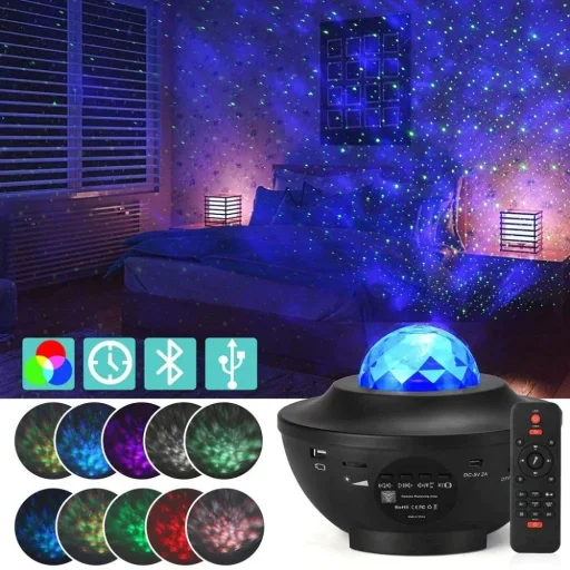 Projector STARS LED / Disco bluetooth hangszóróval + távirányító + USB BTM0504-B / HD-SPL fehér - 11