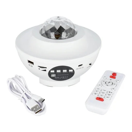 Projector STARS LED / Disco bluetooth hangszóróval + távirányító + USB BTM0504-B / HD-SPL fehér - 3