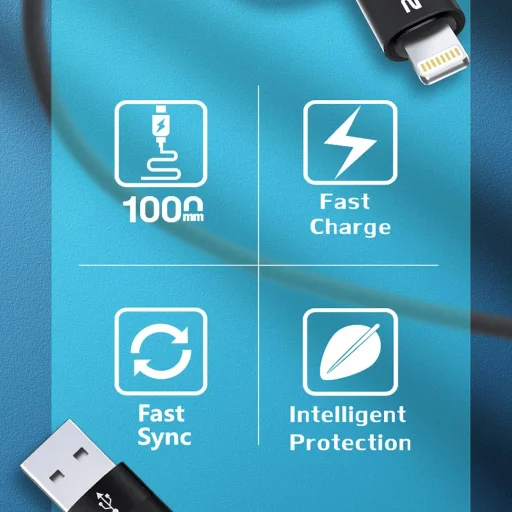 Wozinsky WNBAA 4 az 1-ben kábel 2x USB-C 1x USB-A 1x Lightning 60W 1 m - fekete - 6