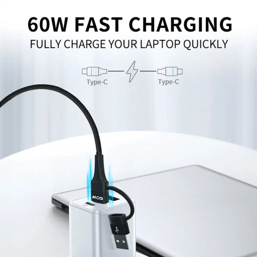 Wozinsky WNBAA 4 az 1-ben kábel 2x USB-C 1x USB-A 1x Lightning 60W 1 m - fekete - 7