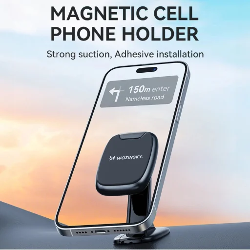 Wozinsky WUMTD mágneses autós telefontartó műszerfalra - fekete - 4