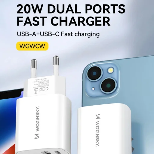 Wozinsky WGWCW USB-A USB-C 20W hálózati töltő - fehér - 6