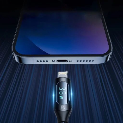 Wozinsky WUCLC1 Lightning - USB-C kábel 36W 480Mb/s 1m - fekete - 3