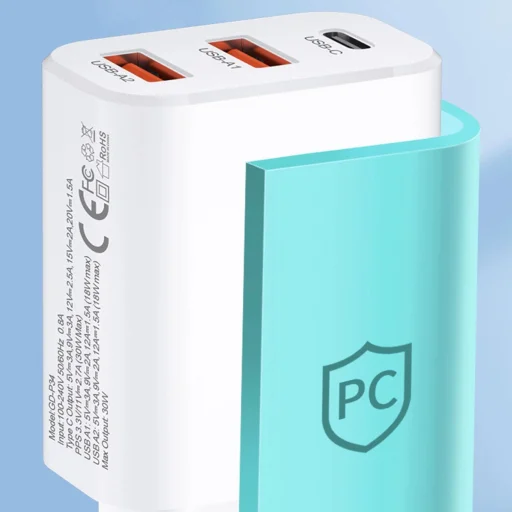 Wozinsky CWCUCW 30W USB-C / 2 x USB-A hálózati töltő - fehér - 11