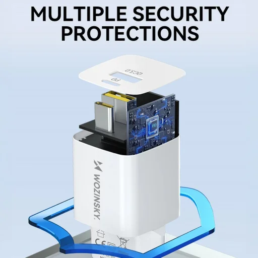 Wozinsky WWCEAC GaN USB-A és USB-C 33W fali töltő - fehér, - 8