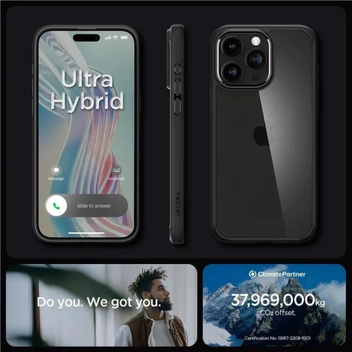  iPhone 15 Pro Spigen Crystal Hybrid matt fekete tok - 7