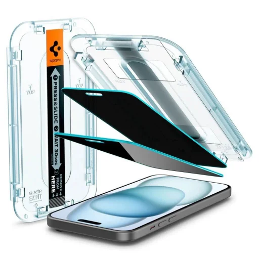 TEMPERED GLASS Spigen GLAS.TR "EZ FIT" 2-PACK IPHONE 15 PRIVACY üvegfólia - 11