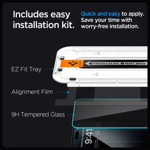 TEMPERED GLASS Spigen GLAS.TR "EZ FIT" 2-PACK IPHONE 15 PRIVACY üvegfólia - 7