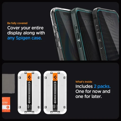 TEMPERED GLASS Spigen GLAS.TR "EZ FIT" 2-PACK IPHONE 15 PRIVACY üvegfólia - 9
