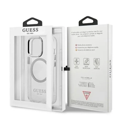 Guess Metal Outline MagSafe tok iPhone 13 Pro / iPhone 13 - ezüst - 8