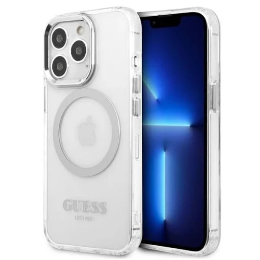 Guess Metal Outline MagSafe tok iPhone 13 Pro / iPhone 13 - ezüst - 1