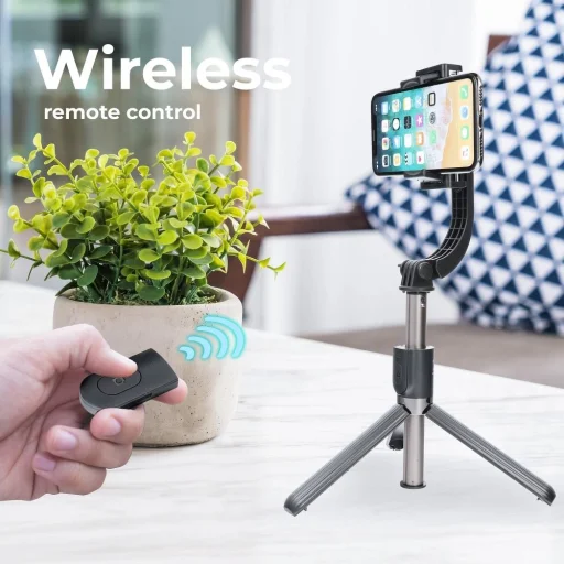 Combo selfie bot állvánnyal és távirányító bluetooth GIMBAL STABILIZÁTOR fekete SSTR-L08 - 2