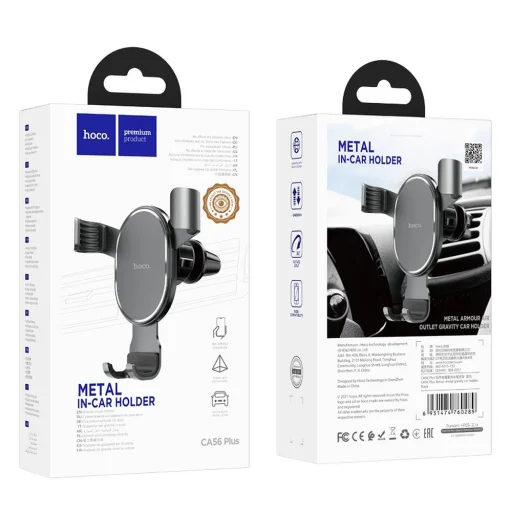 HOCO gravity autós telefontartó szellőzőrácsra CA56 PLUS fém páncél fekete - 6