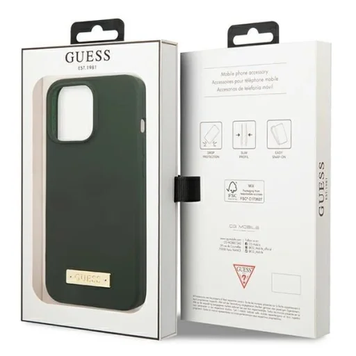 Guess GUHMP13XSPLA iPhone 13 Pro Max 6.7" zöld/keki kemény tok Silicone Logo Plate MagSafe - 8