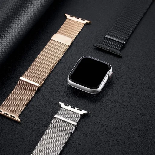 DUX DUCIS Milanese rozsdamentes acél mágneses szíj Apple Watch 42 / 44 / 45 mm szürke - 6