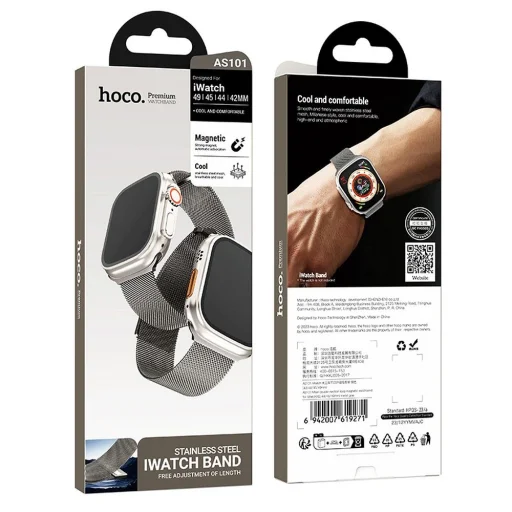 HOCO szíj az Apple Watch 42 / 44 / 45 / 49 mm-es órákhoz, fém szürke - 6