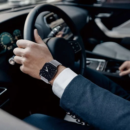 DUX DUCIS Milanese rozsdamentes acél mágneses szíj Apple Watch 42 / 44 / 45 mm szürke - 9