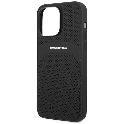 AMG AMHMP14XOSDBK iPhone 14 Pro Max 6.7" fekete/fekete kemény tok Bőr Ívelt Vonások MagSafe tok - 6