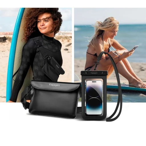 Spigen A621 Čierna Aqua Shield vodotesná ľadvinka + plávajúce puzdro - 5