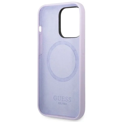 Guess GUHMP14LSBPLU iPhone 14 Pro 6.1" lila/lila kemény tok Silicone Logo Plate MagSafe - 7