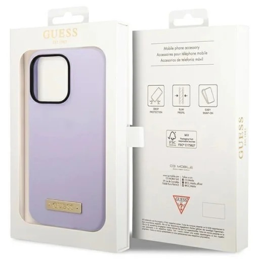 Guess GUHMP14LSBPLU iPhone 14 Pro 6.1" lila/lila kemény tok Silicone Logo Plate MagSafe - 8
