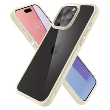  iPhone 15 Pro Max homokbézs Spigen Crystal Hybrid tok