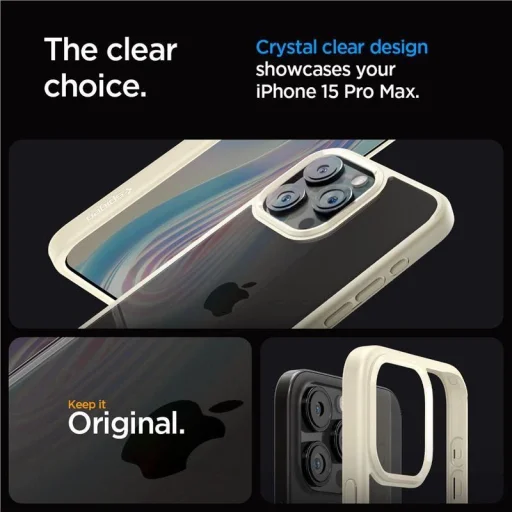  iPhone 15 Pro Max homokbézs Spigen Crystal Hybrid tok - 3
