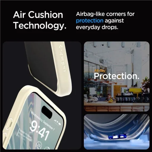  iPhone 15 Pro Max homokbézs Spigen Crystal Hybrid tok - 4