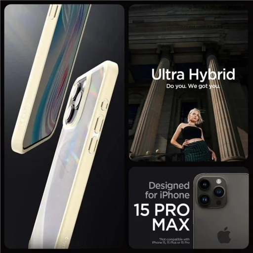  iPhone 15 Pro Max homokbézs Spigen Crystal Hybrid tok - 2