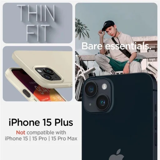  iPhone 15 Plus bézs Spigen Thin Fit tok - 3
