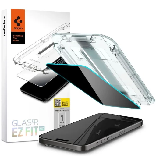 Spigen Glas.tR EZ Fit Privacy tvrdené sklo na iPhone 15 Pro Max - 1