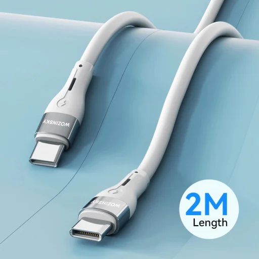 Wozinsky WSTCC2 USB-C / USB-C PD 65W kábel 2 m - fehér - 7