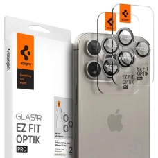 Spigen Optik.tR EZ Fit Kamera Protector iPhone 14 Pro / Pro Max / 15 Pro / Pro Max / 16 Pro / Pro Max / 17 Pro / Pro Max - természetes titán 2 db üvegfólia
