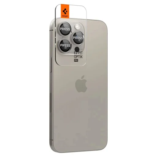 Spigen Optik.tR EZ Fit Kamera Protector iPhone 14 Pro / Pro Max / 15 Pro / Pro Max / 16 Pro / Pro Max / 17 Pro / Pro Max - természetes titán 2 db üvegfólia - 2
