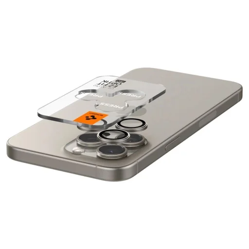 Spigen Optik.tR EZ Fit Kamera Protector iPhone 14 Pro / Pro Max / 15 Pro / Pro Max / 16 Pro / Pro Max / 17 Pro / Pro Max - természetes titán 2 db üvegfólia - 6