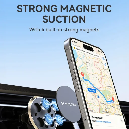 Wozinsky WUMKO mágneses autós telefontartó légszellőzőre - fekete - 7